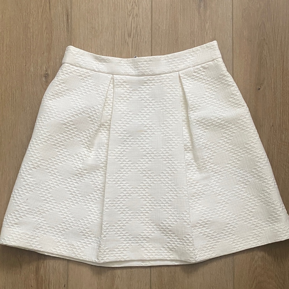 Trina Turk White Textured A-Line Mini Skirt